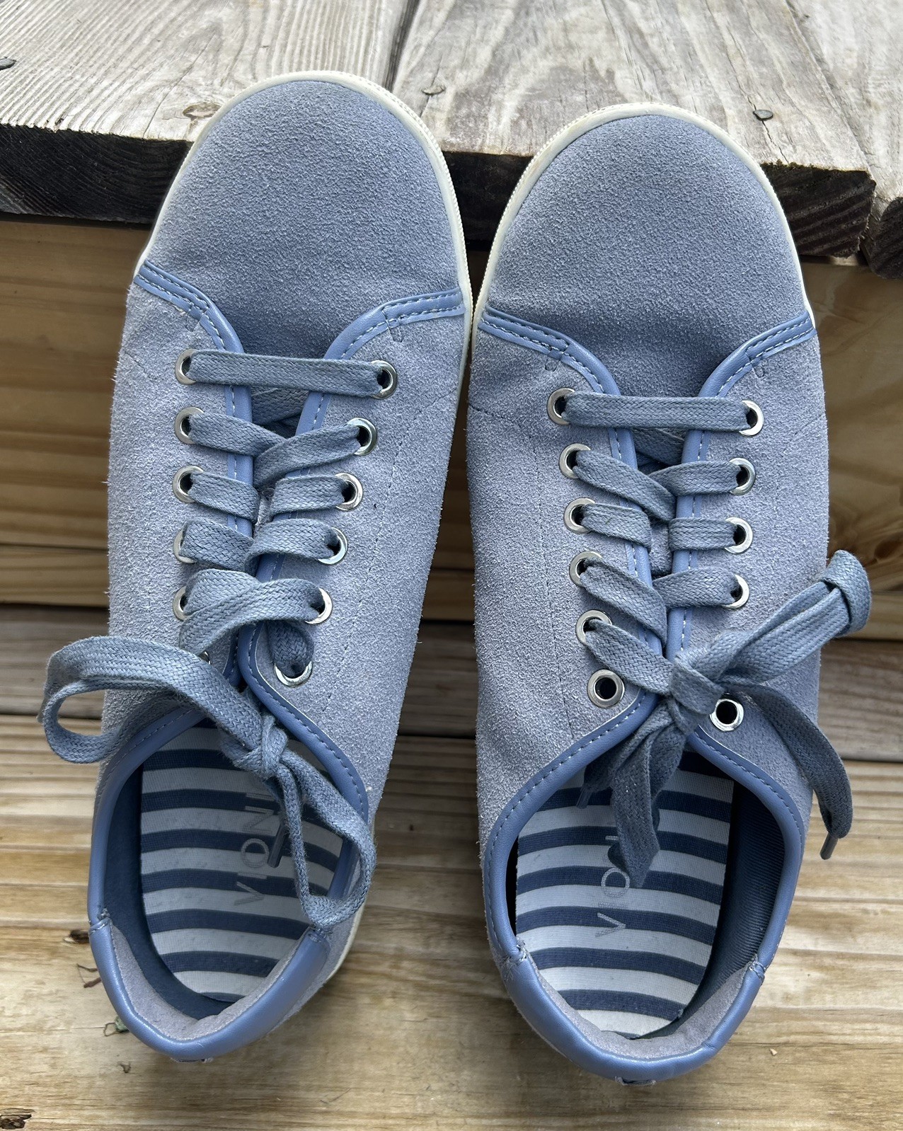 Vionic Brinley VS339 Womens 8.5 Wide Blue Suede Orthotic Comfort Sneakers Shoes