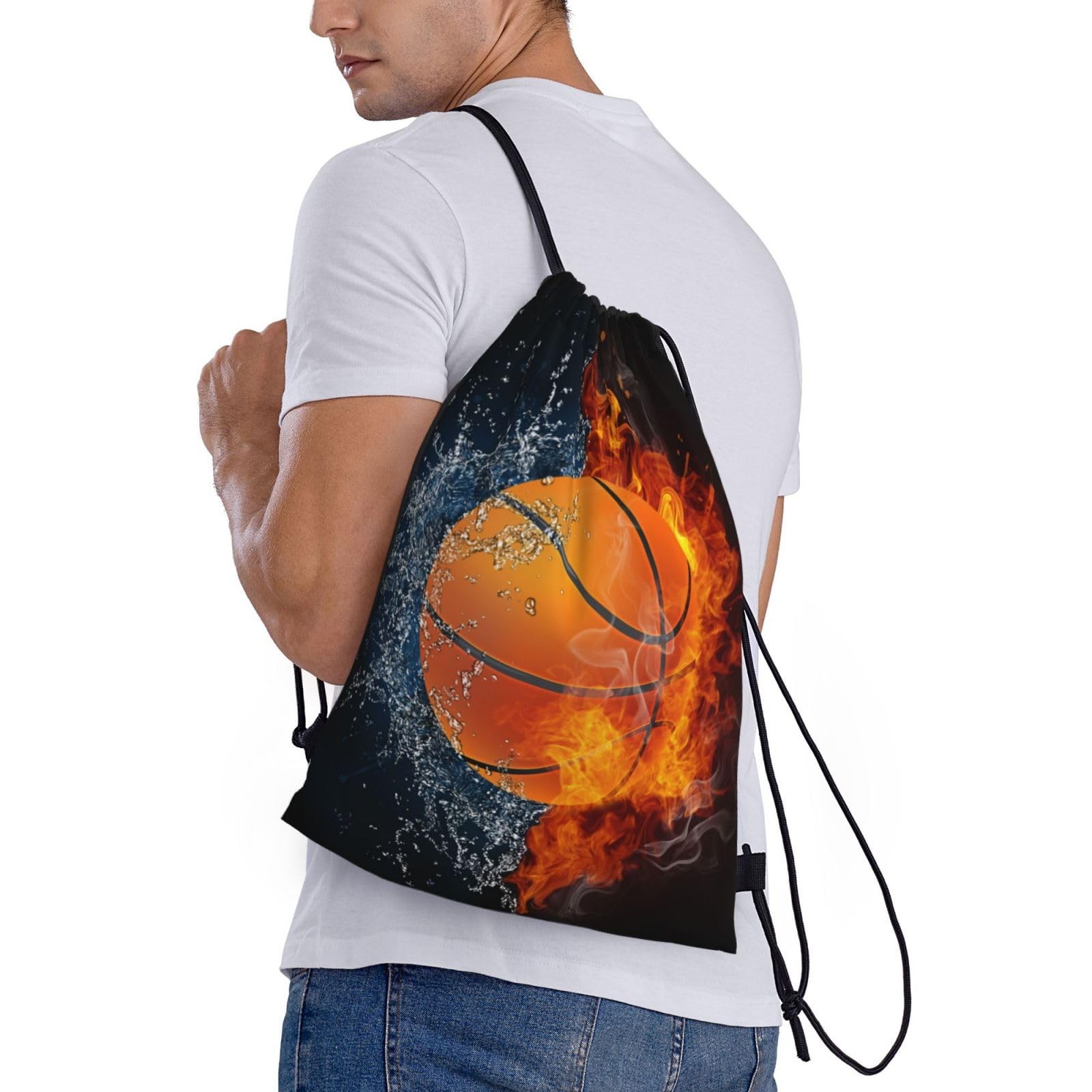 Basketball Drawstring Bags for Kids Boys Girls, Sports-Themed Drawstring Back…