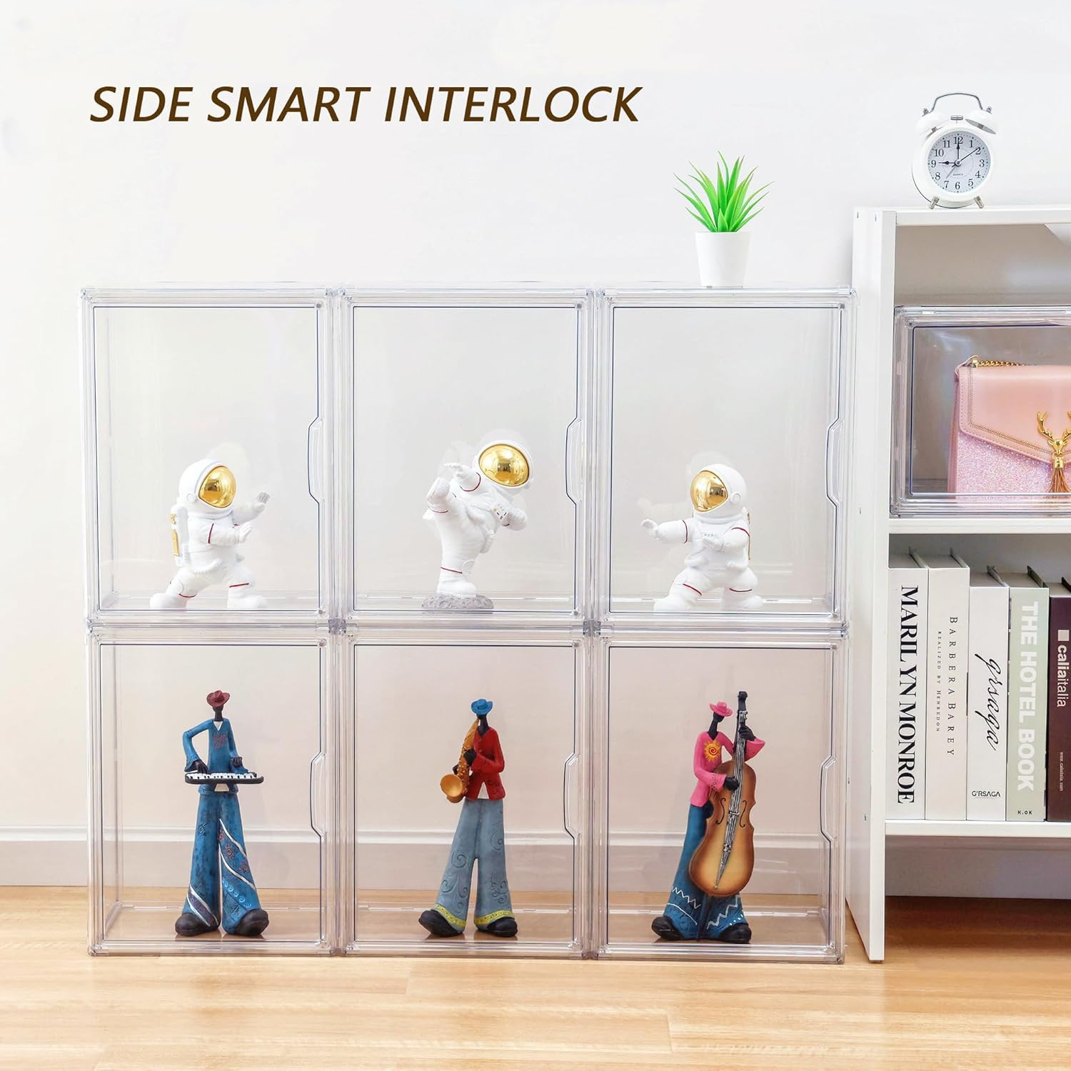 Stackable Clear Acrylic Purse Organizer – 5 Magnetic Storage Boxes