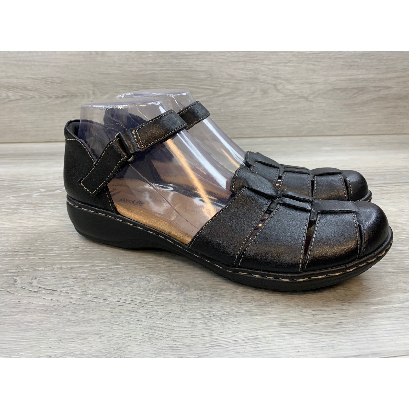 Clarks Collection Women’s Sandals Soft Black Leather Fisherman 9.5 N Shoes