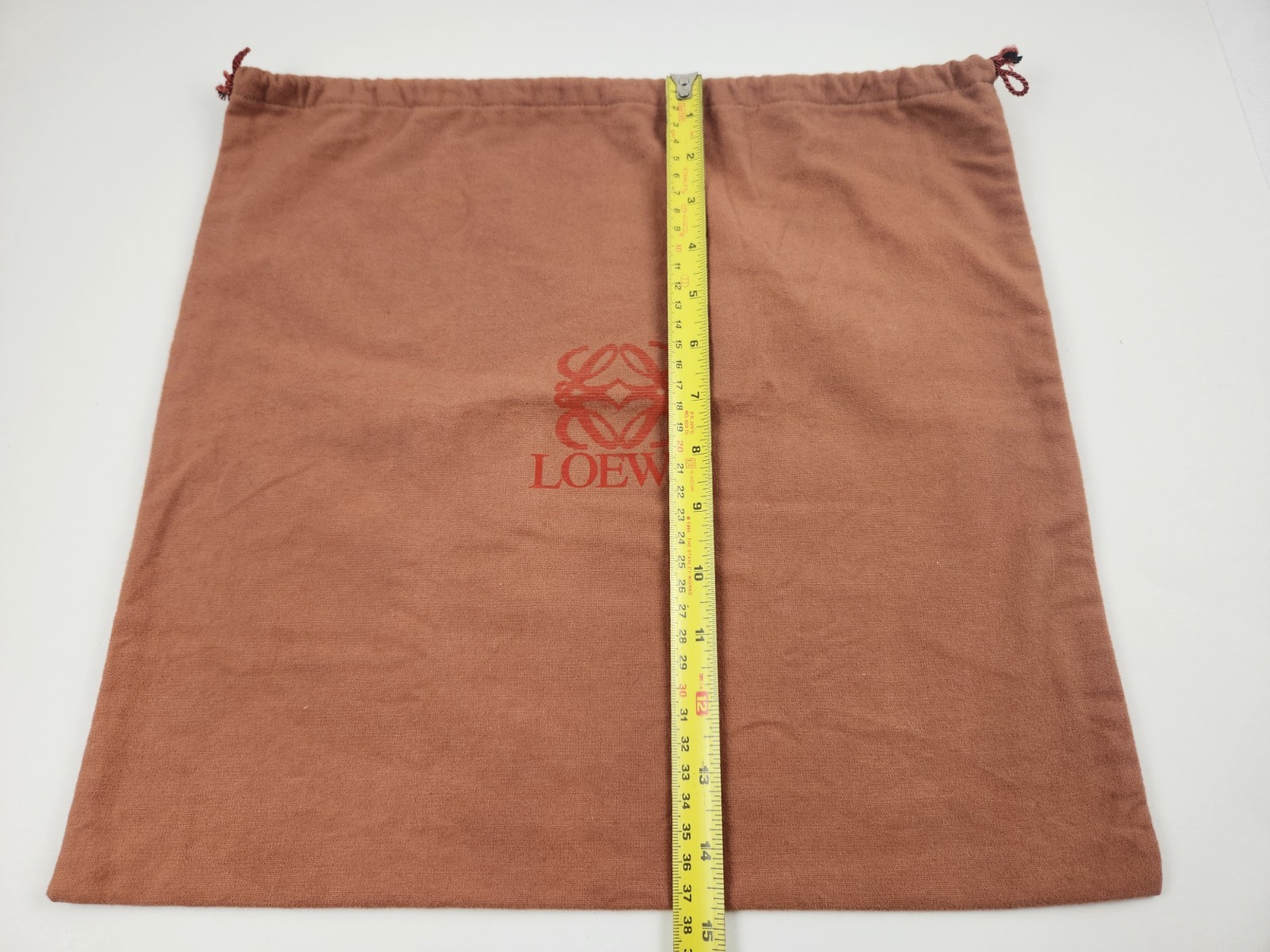 Authentic Loewe Dust Bag ONLY Drawstring 14.5 x 15.5″ Logo Brown Storing Closure
