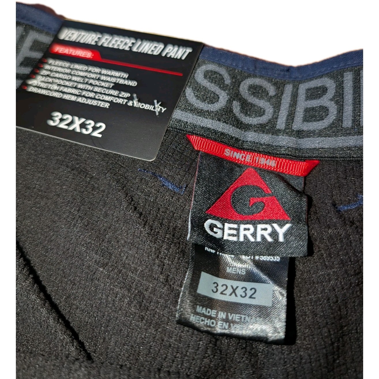Gerry Men’s Fleece Lined Pants Mens 32x 32 Blue Outdoor Water-Repellent
