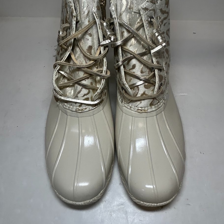 Sperry Womens 8.5 M Leojac Silver Saltwater Lace Up Rain Booties NIB QF4