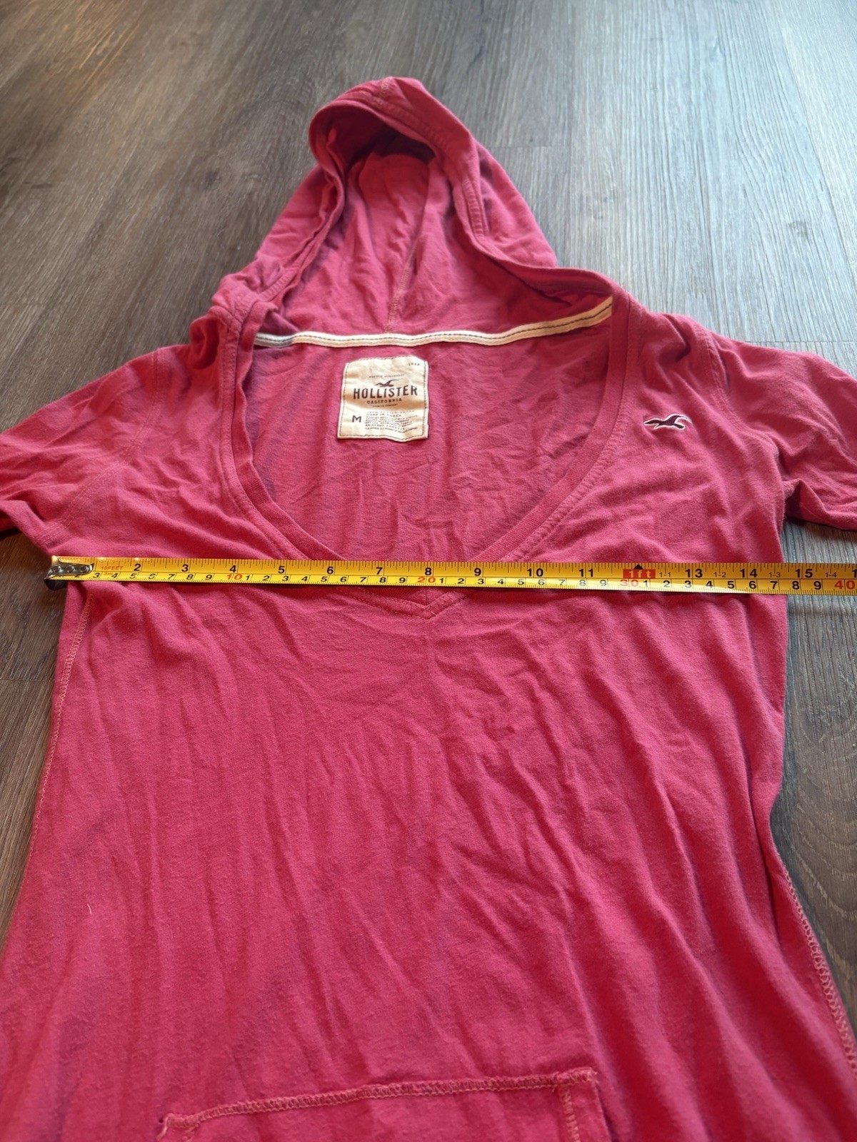 Hollister pink y2k short sleeve with hoodie womens size M