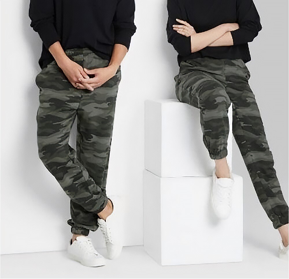 Wild Fable Sweatpants High-Rise Fleece Green Camouflage 31 Inch Inseam