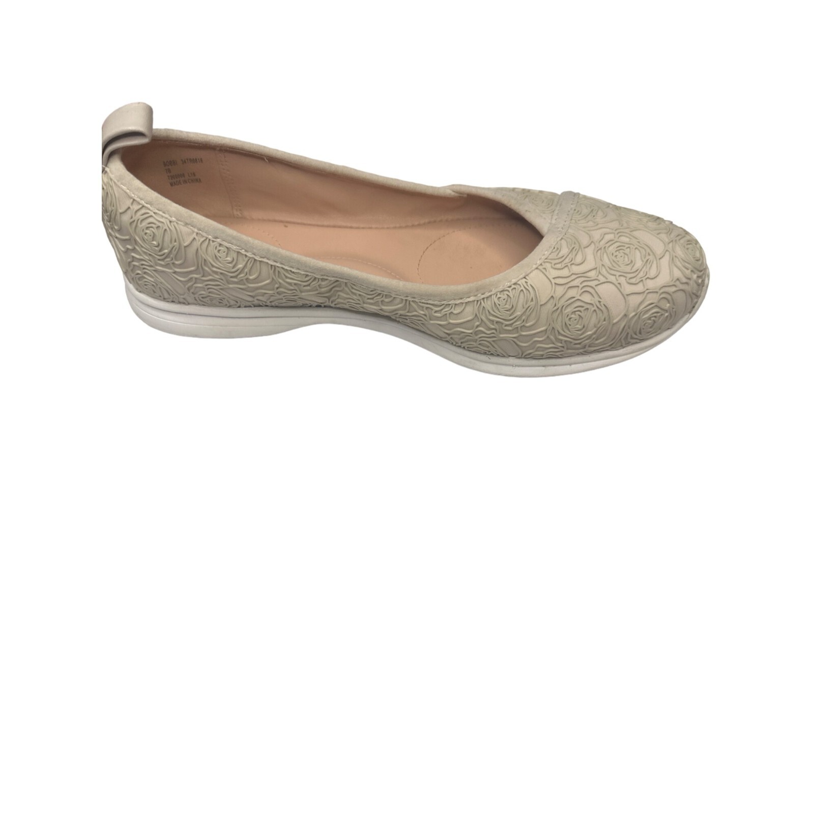 Taryn Rose Bobbi Sneaker Embossed Rose Design Textured Outsole Flat Floral Beige