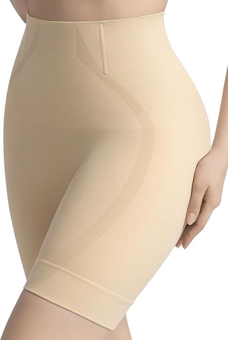 ESA LIANG High-Waisted Butt Lifting Thigh Slimmer Shapewear Shorts Beige Black