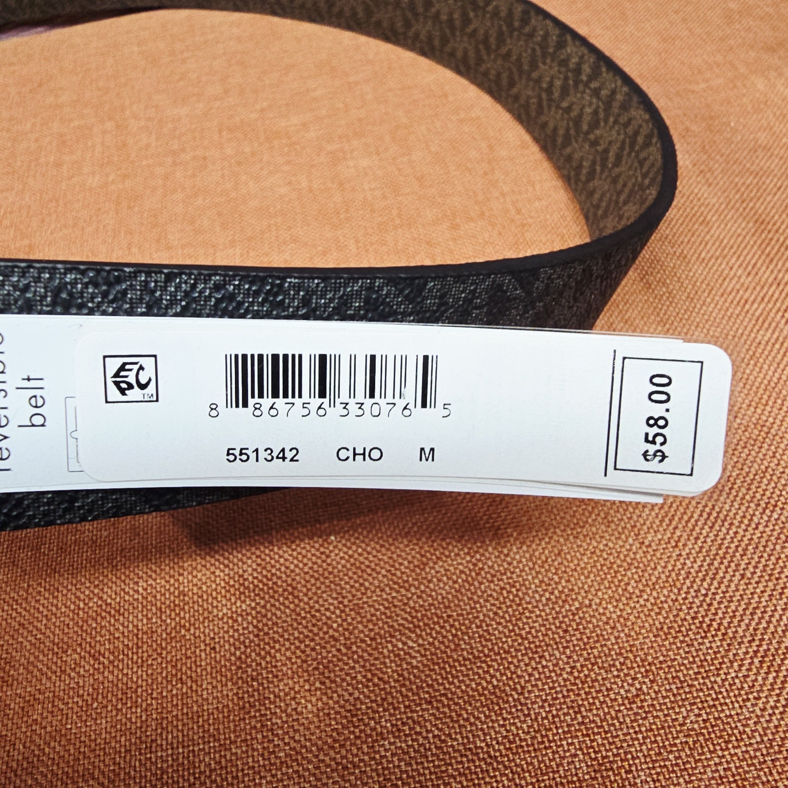 NWT MICHAEL Michael Kors Reversible Belt Black Brown MK Logo Strap Women’s M