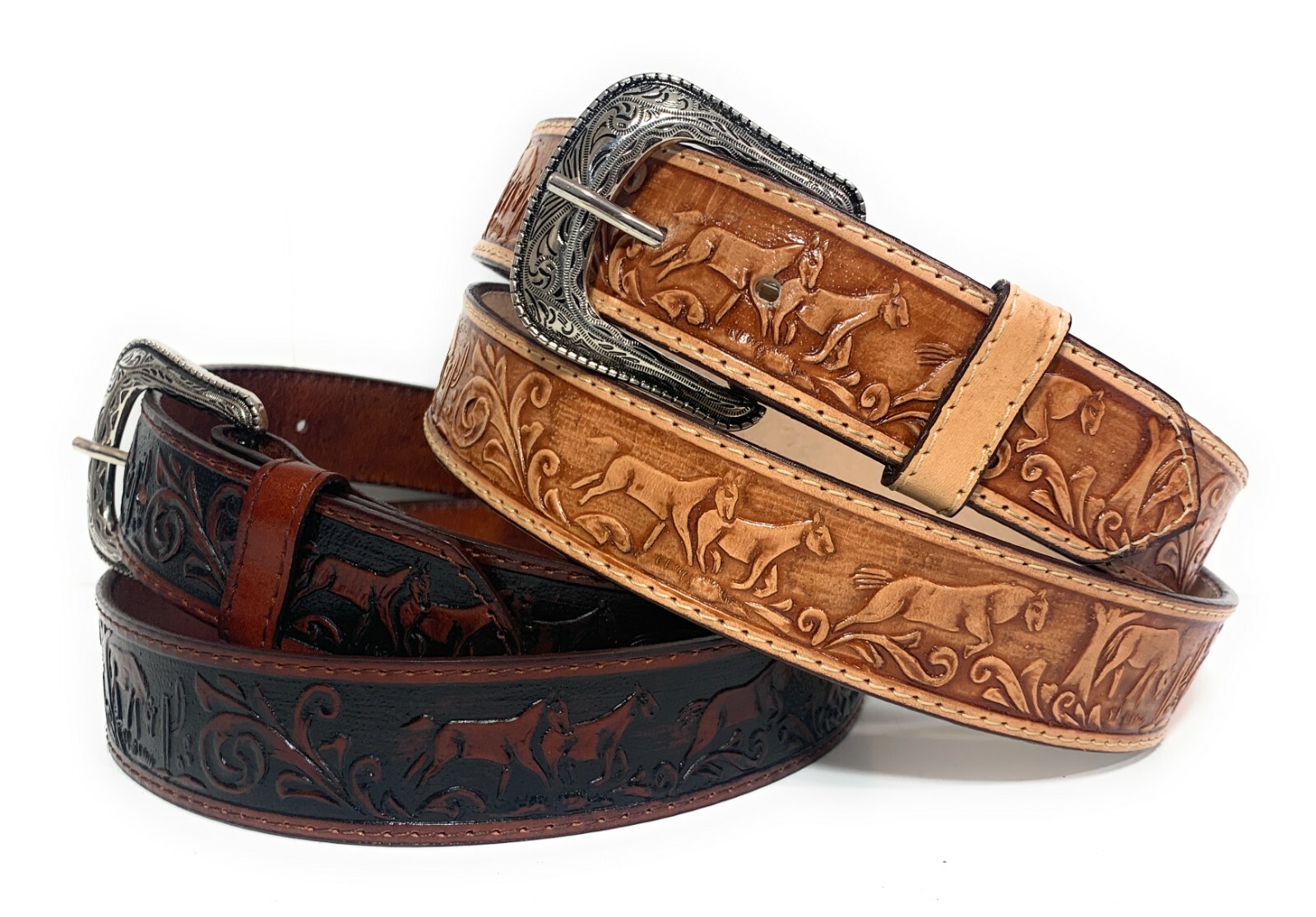 MEN’S WESTERN LEATHER BELT.1.5 inch wide HAND CRAFTED COWBOY RODEO BELT