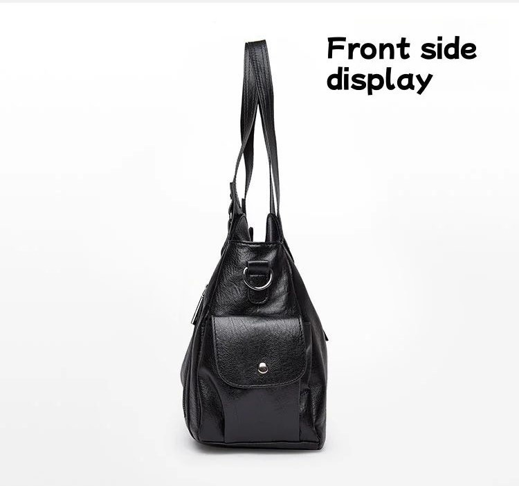 Women’s PU Leather Shoulder Bag Large Capacity Zipper Tote Handbag Casual