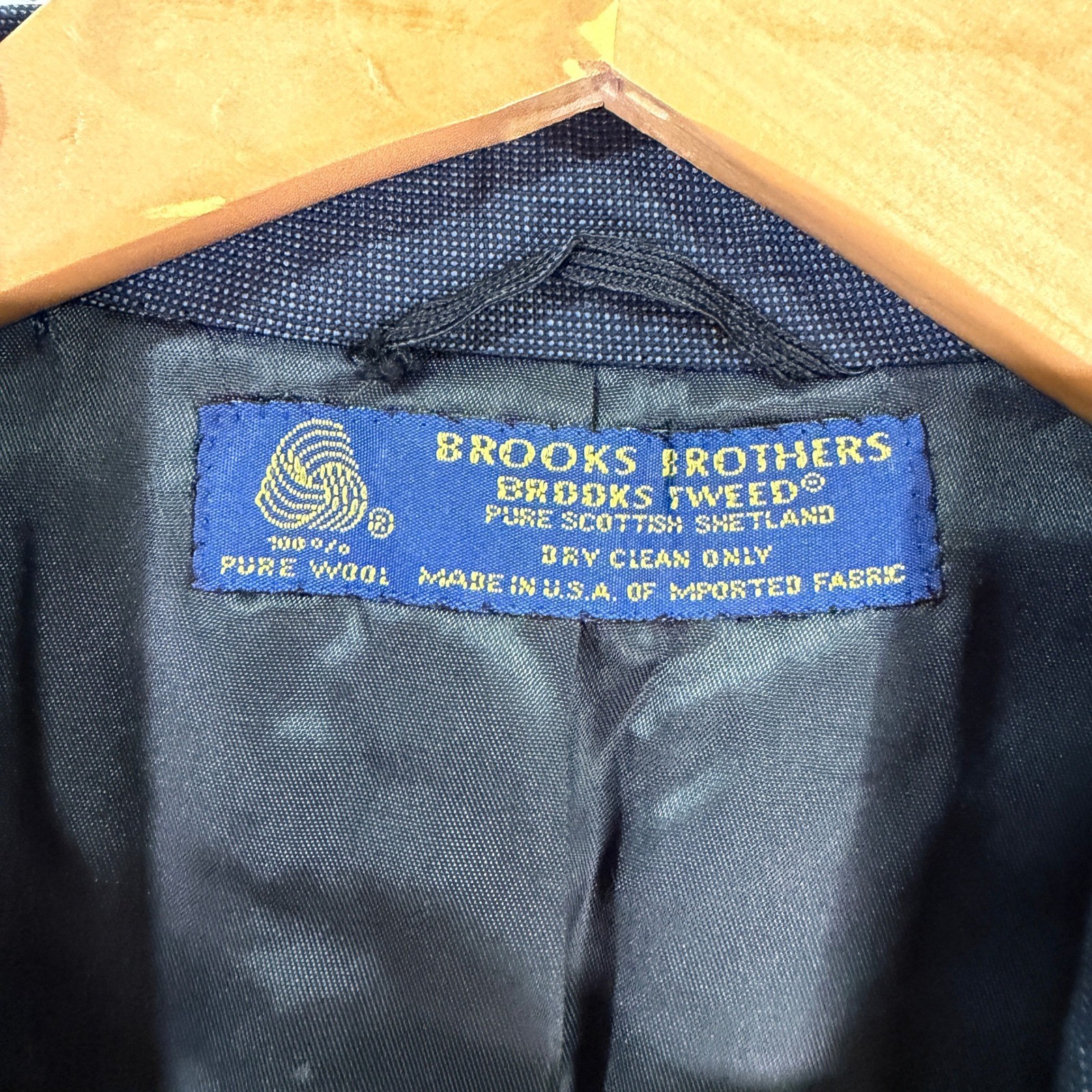 Brooks Brothers Mens 40S Short Slim Fit Suit Navy Scottish Shetland Wool 32×29