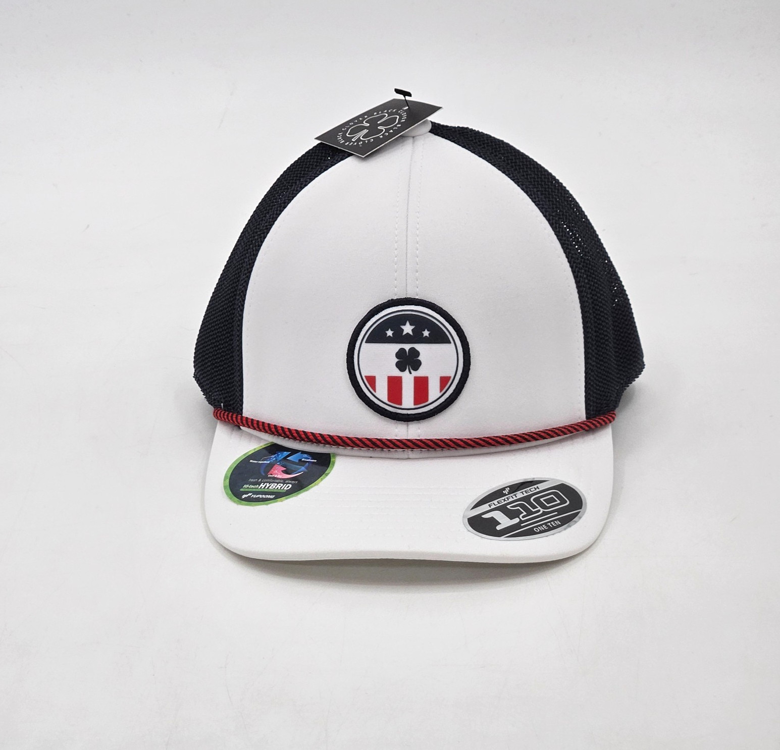Black Clover Loyal Hat White Navy Snapback Mesh Flexfit Tech 110 American NEW