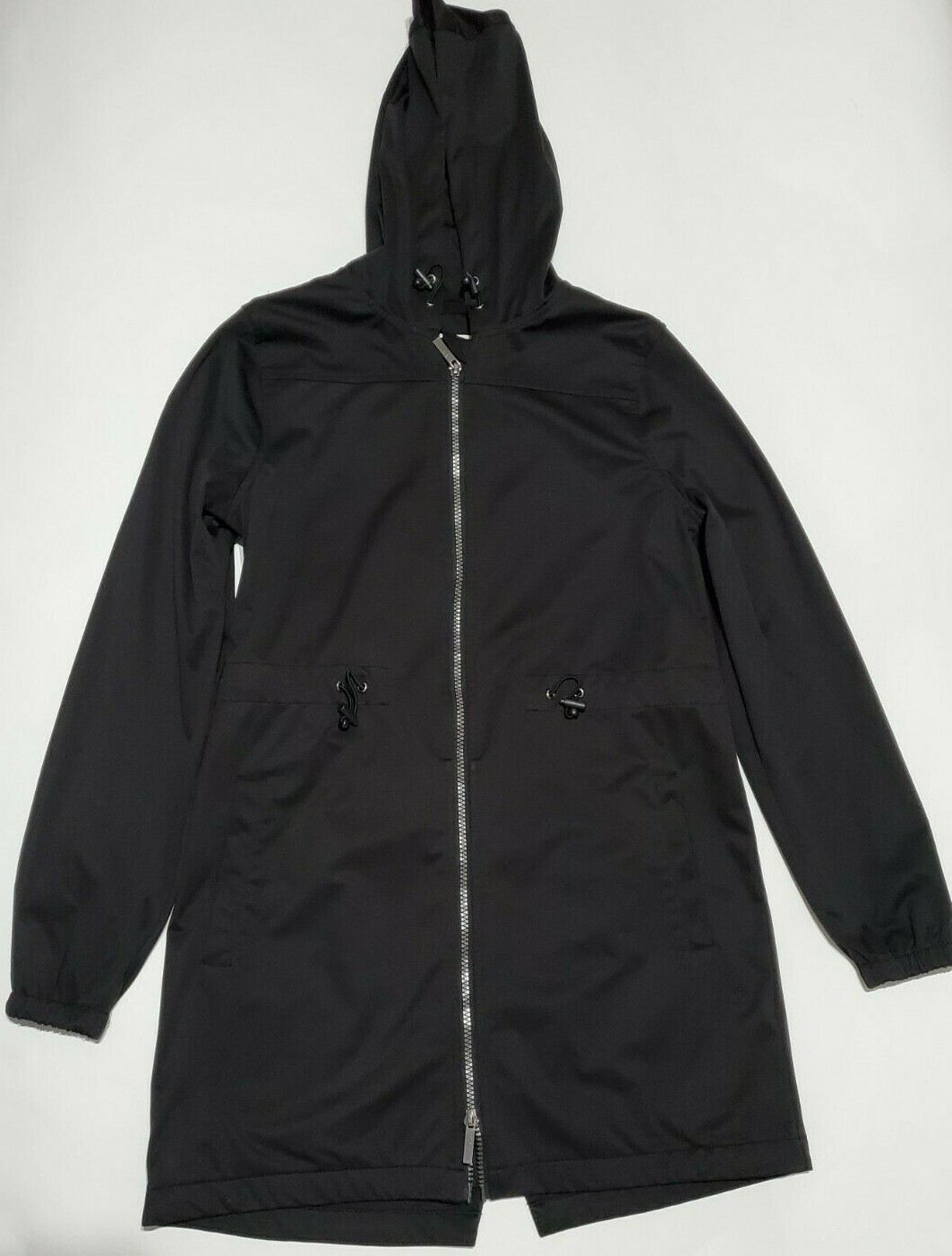 Freedom Trail By Kyodan Rain Jacket Womens Small Long Black Hooded Coat
