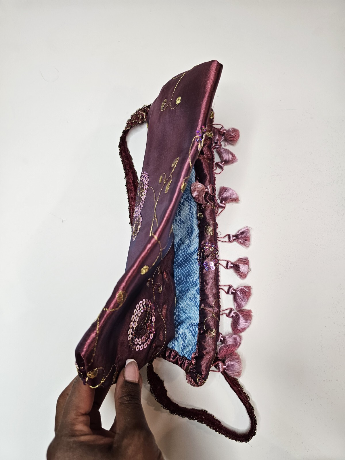 Beautiful Handmade Shoulder Bag Purse With Sequin and Tassels Y2k Retro Look