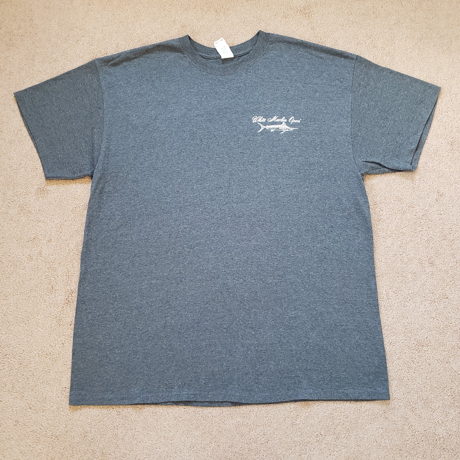 2018 White Marlin Open Size XL Mens Gray Double Side T-Shirt 45th Annual Fishing