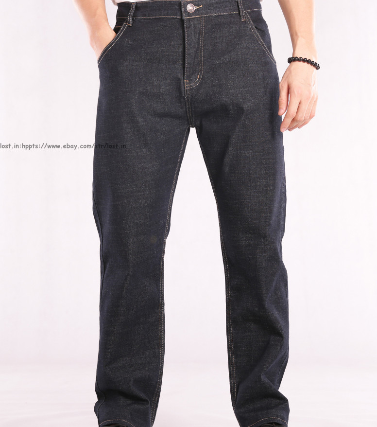 Men Plus Size Vintage Jeans Casual Straight Leg Denim Pants stretch Long Trouser
