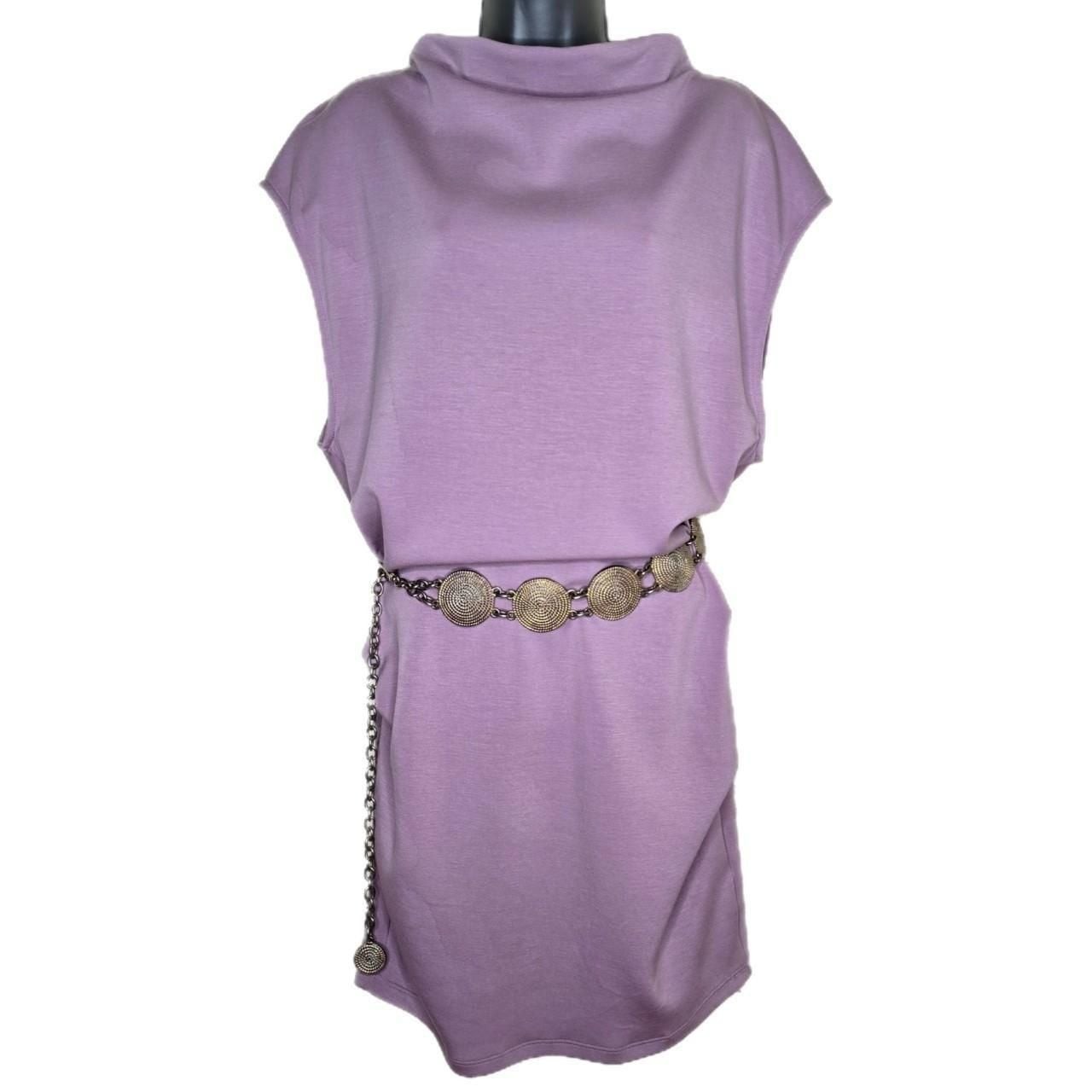 Free People Amelie Cowl Neck Mini Dress with Medallion Chain Belt