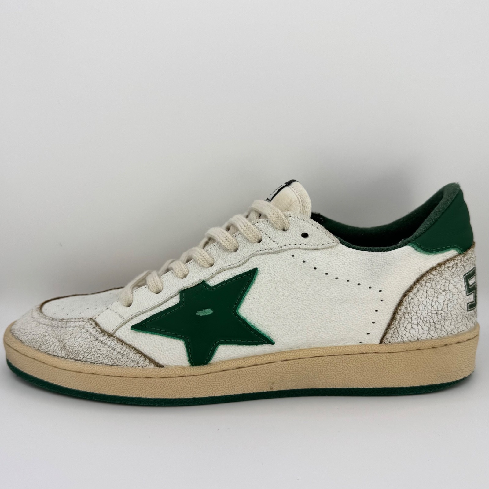 Golden Goose Ball Star White and Green Sneaker Size 41