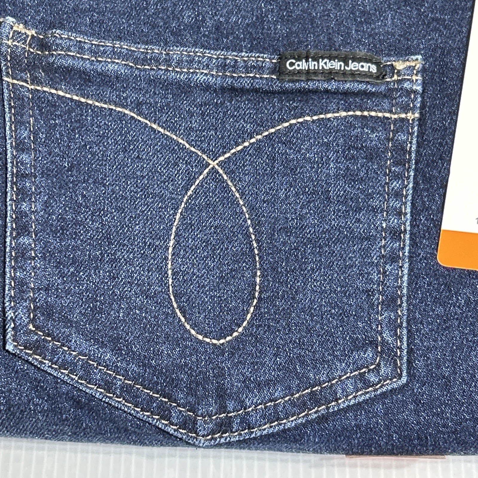 Calvin Klein Women High Rise Straight Leg Jean Size 16 Dark Blue #1829063 NWT