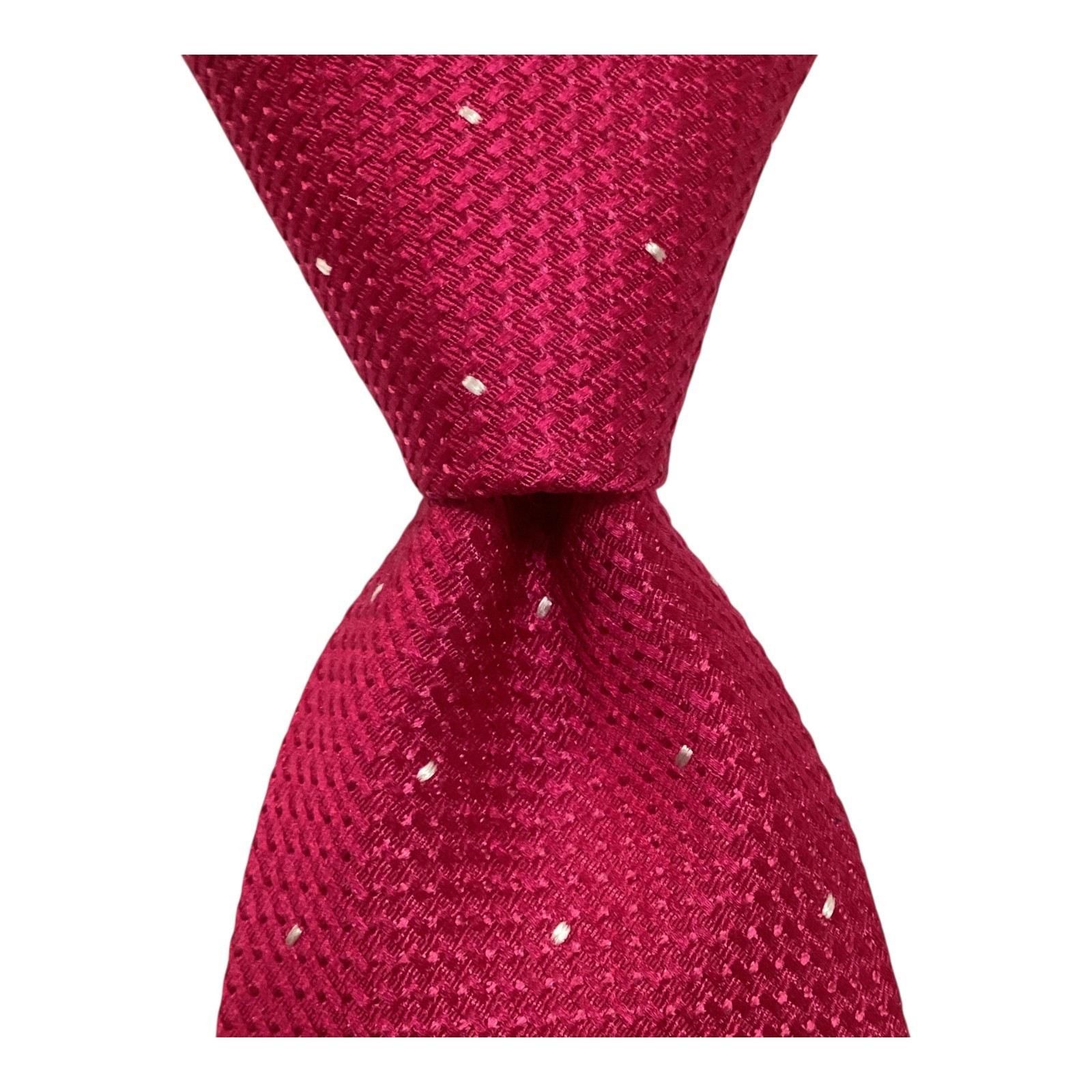 CHARLES TYRWHITT Men’s 100% Silk XL Necktie Designer POLKA DOT Pink/White EUC