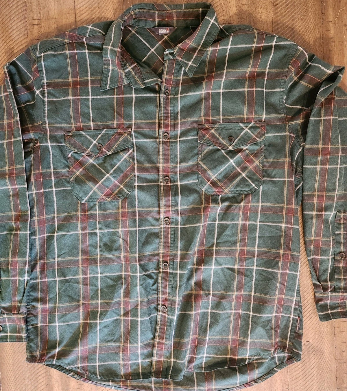 Royal Robbins Men’s XL Nylon Polyester Blend Green Plaid Flannel Shirt Outdoor