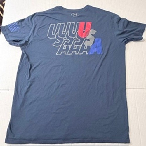 Under Armour Mens XXL HeatGear USA Graphic T-Shirt Navy Blue Loose Fit Tee