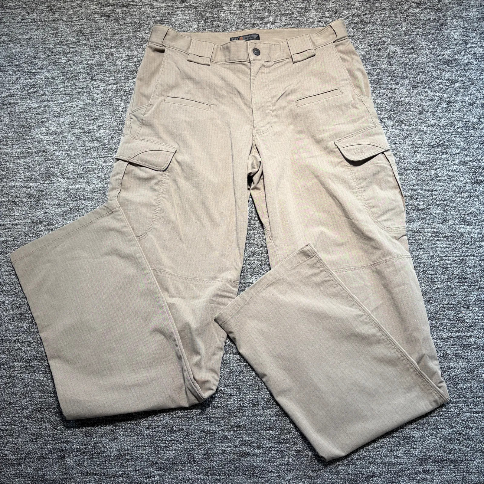 5.11 Tactical Icon Cargo Trousers Mens W32 L36 Beige Ripstop Workwear Outdoor