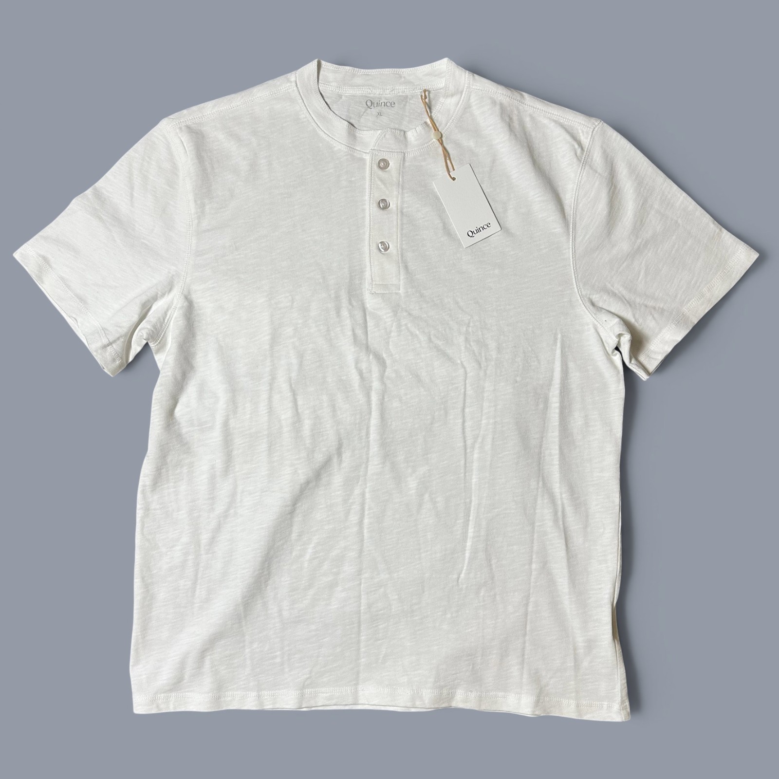 Quince Organic Cotton Slub Henley Tee Mens Size XL White 100% Organic Cotton NWT
