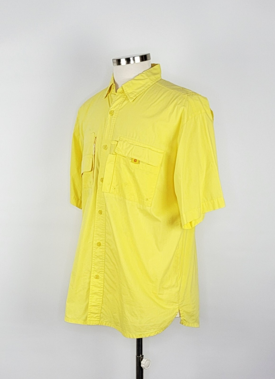 Crew Tech Yellow Nanotex UPF 40 Button Front Shirt Men’s Size Large