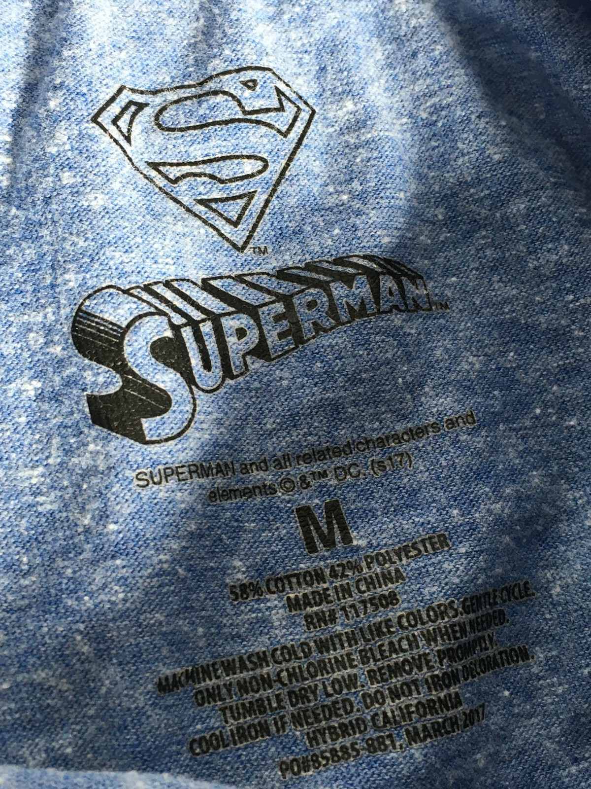 Superman Graphic Print Pocket T-Shirt Blue Heather Youth Kids Medium 8-10