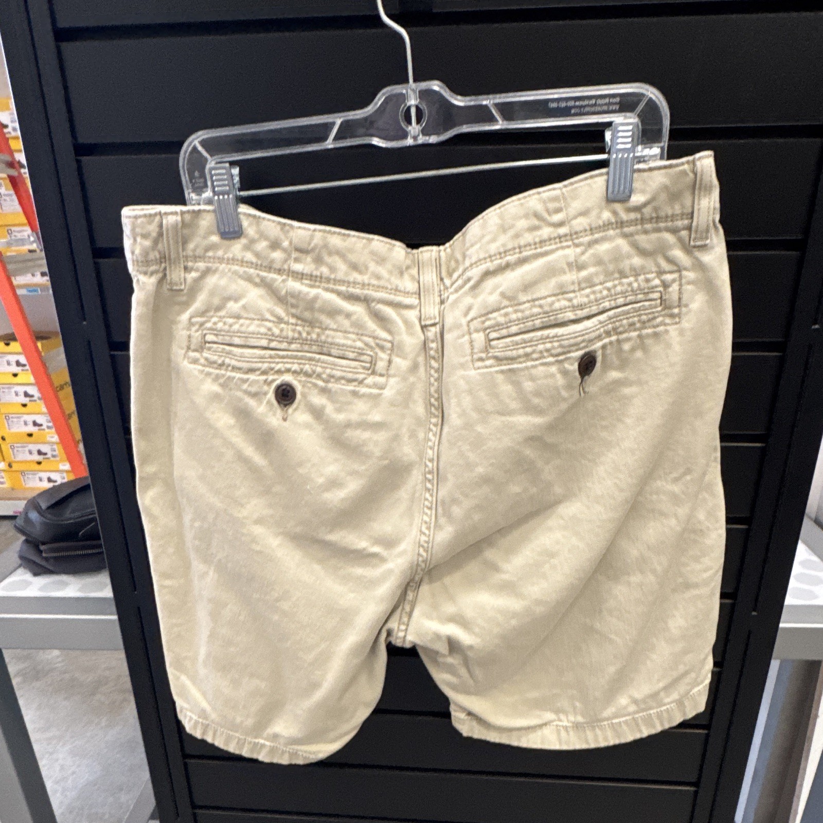 Arizona Jean Co. Men’s Beige Solid Chino Shorts Flat Front Pockets Button