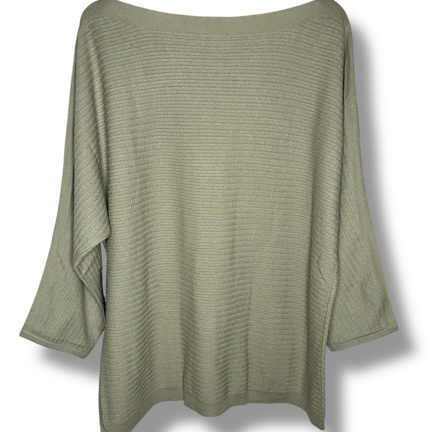 Chico’s Top NWT Size 3 (XL) Super Soft Pullover Tea Leaf Dolman Sleeve Boat Neck