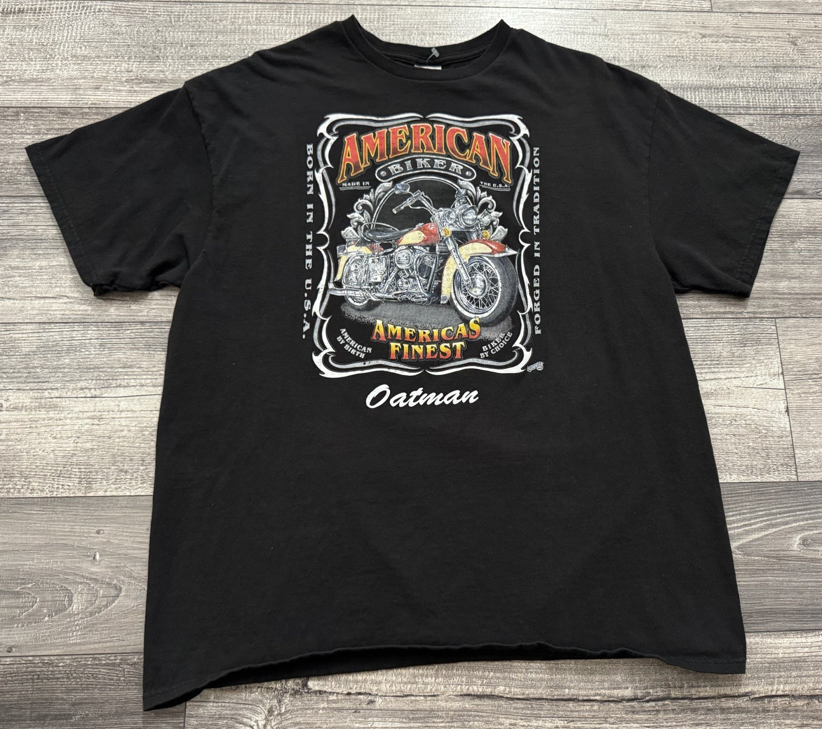 American Biker Born In The USA Shirt Mens XL Motorcycle Tee Finest Black Tee