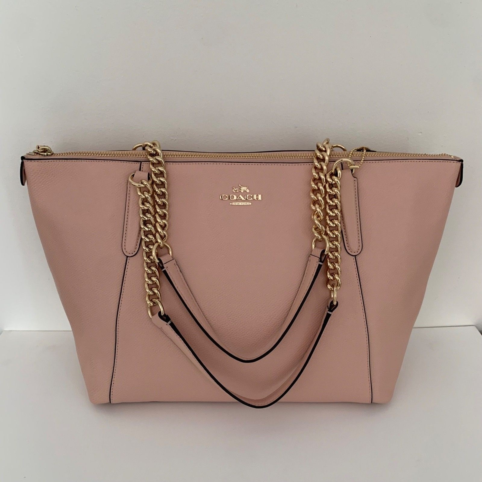 Coach Ava Chain Tote Cross Grain Leather Blush Purse F37201 Excellent Condition