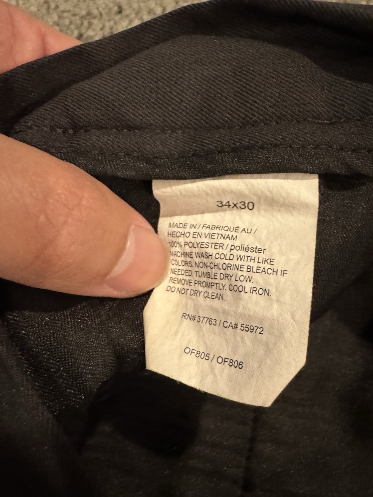 Perry Ellis Portfolio Men’s Black Twill Dress Pants Slim Fit Flat Front 34W