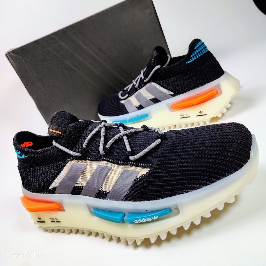 Adidas US 13 Men’s Black White Grey Orange Rare OG Retro Boost NMD S1 FZ5706 New