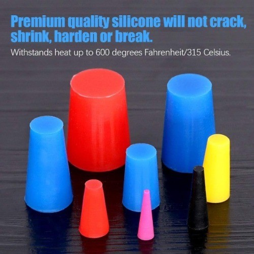100Pcs Silicone Rubber Tapered Plug Assortment Kit for Masking Off Holes During