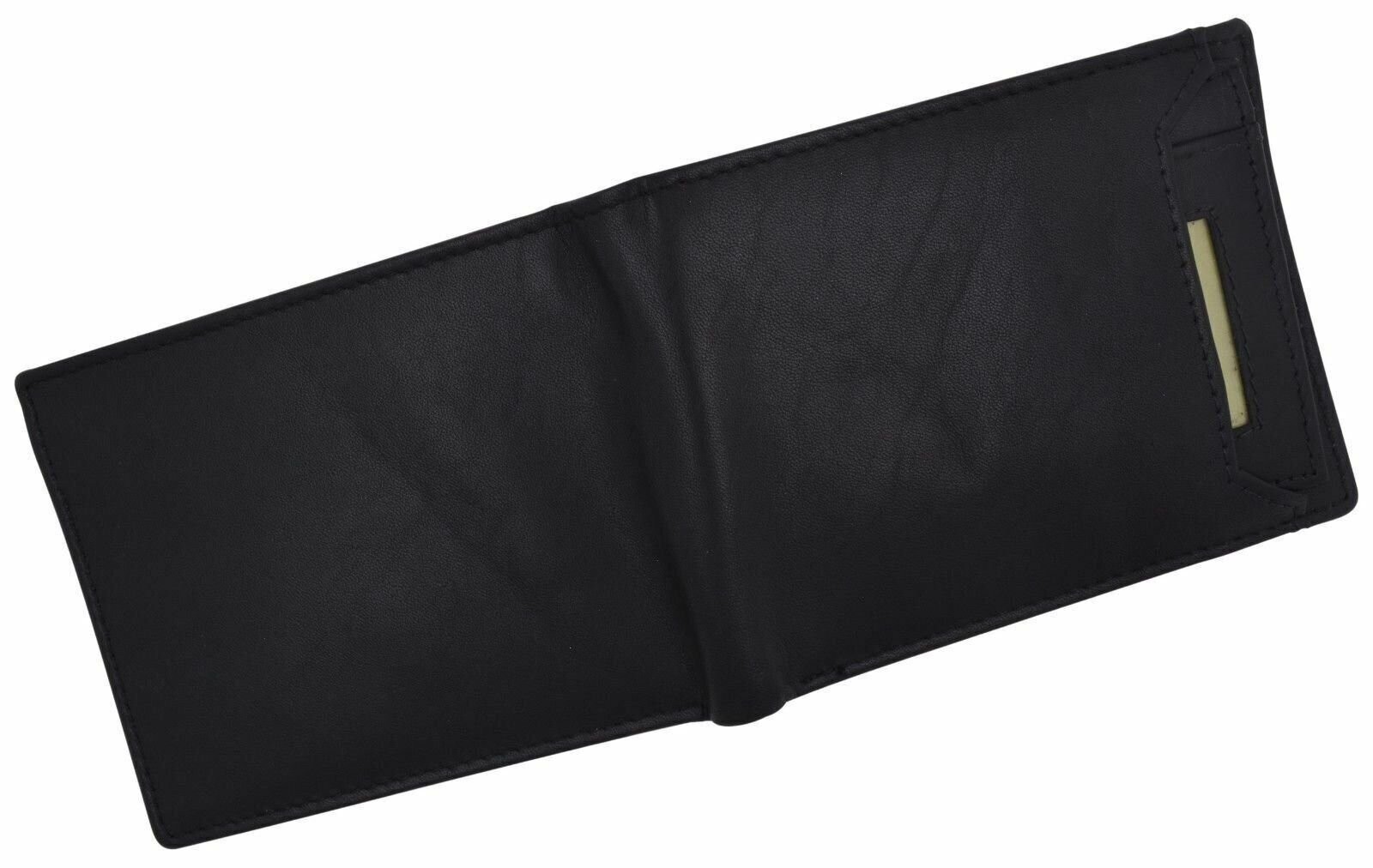 Mens Bifold Black Wallet Premium Leather Front Removable ID/Card Holder Wallet
