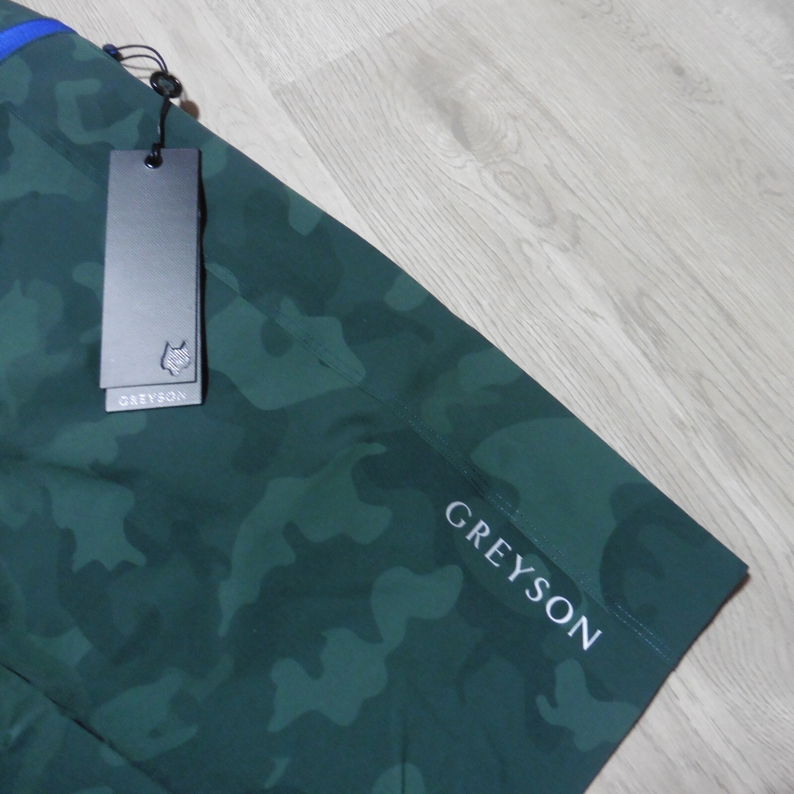 GREYSON Mens L LARGE FULTON SHORTS CAMO SCAREB GREEN LINED 9″ GOLF WORKOUT