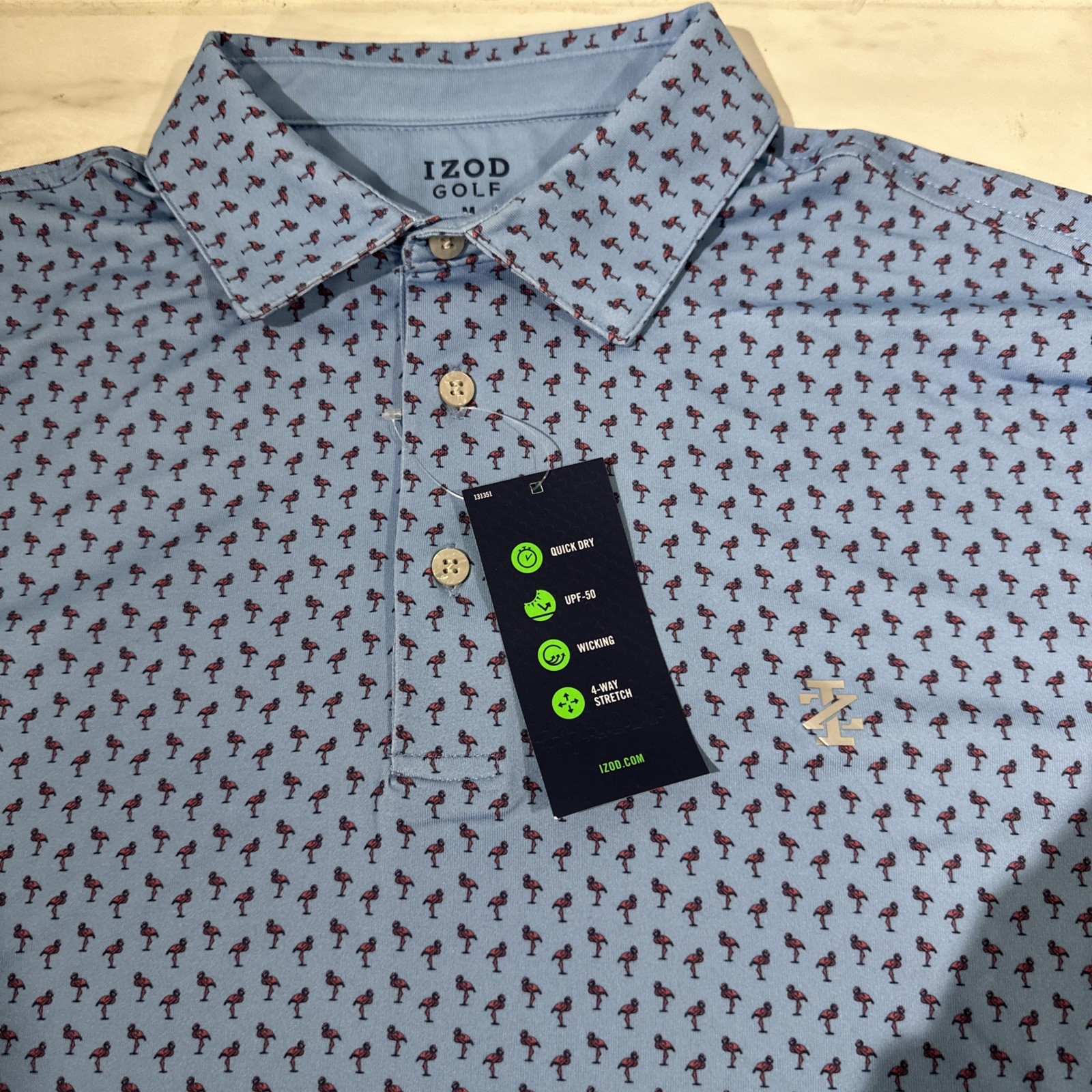 IZOD Golf Swingflex Elite Performance Golf Polo Golf Medium Flamingo UPF 50