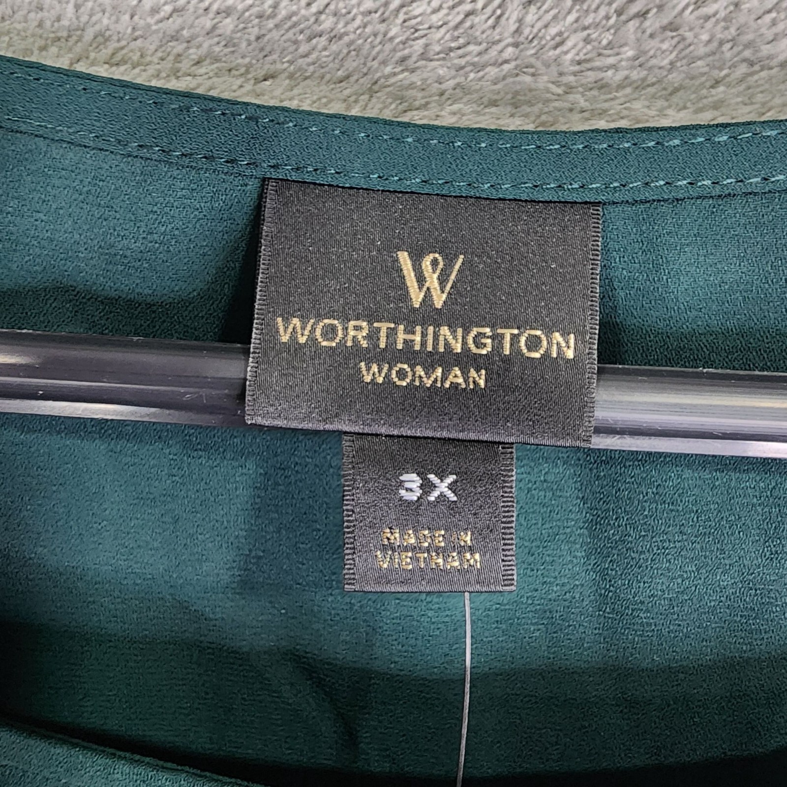Womens Green Worthing Blouse Round Neck Bell Sleeve Back Waist Tie Size 3X