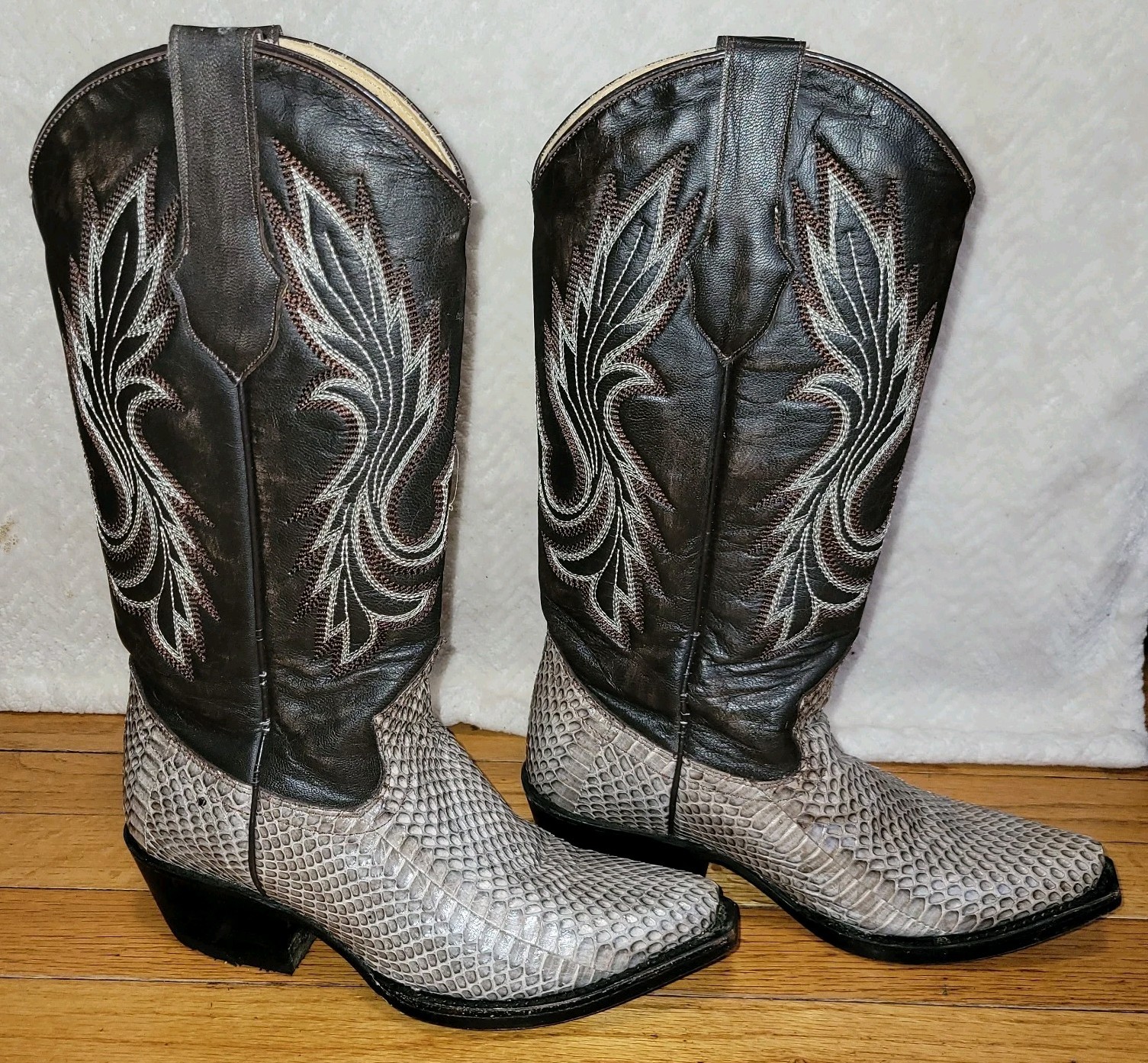King Exotic NATURAL Genuine Cobra SnakeWestern Boot Pointed US M6 W7.5 Cowboy