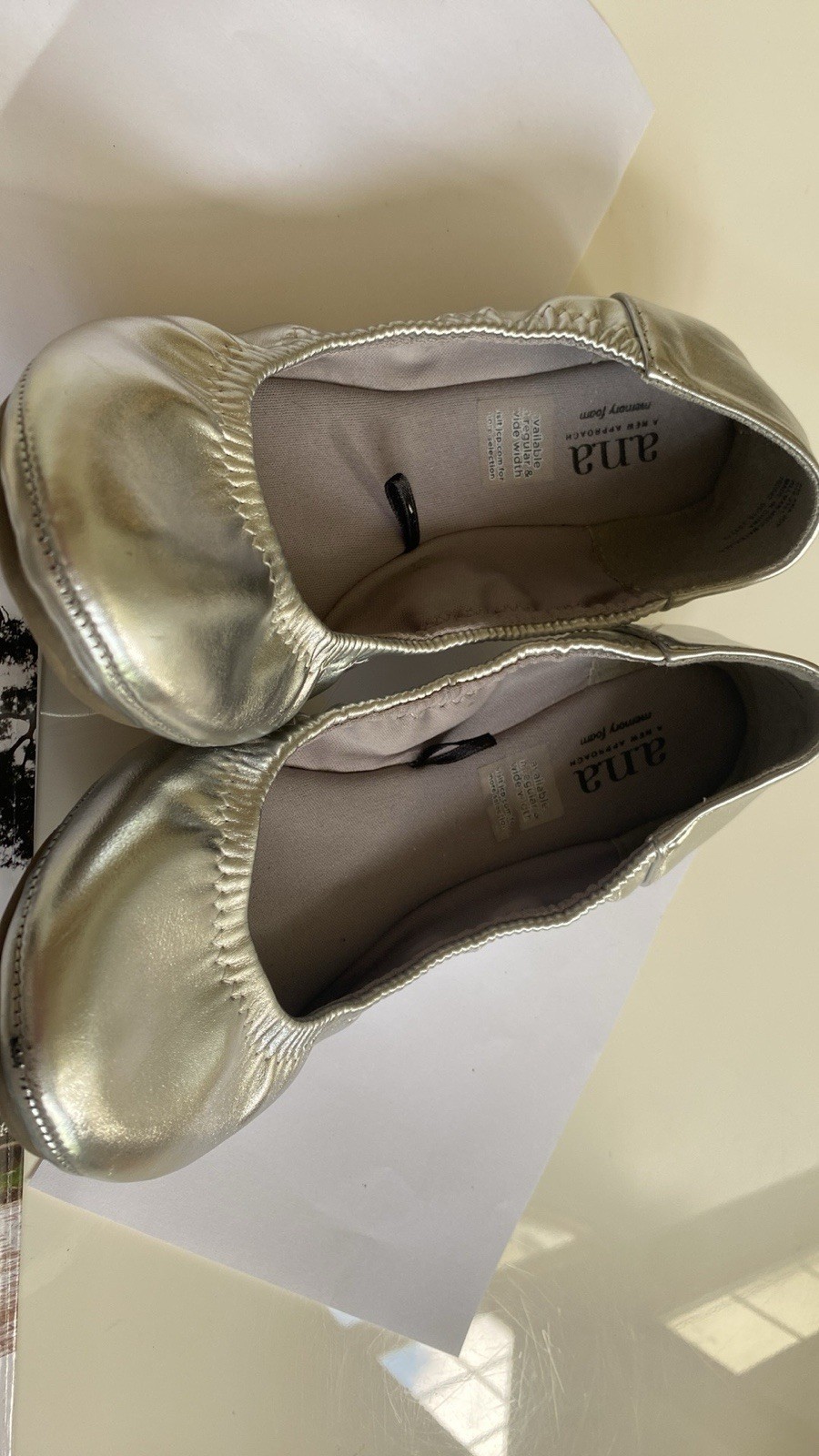 A.N.A Ana joy Silver Metallic Flexible Foldable Ballet Flats Memory Foam