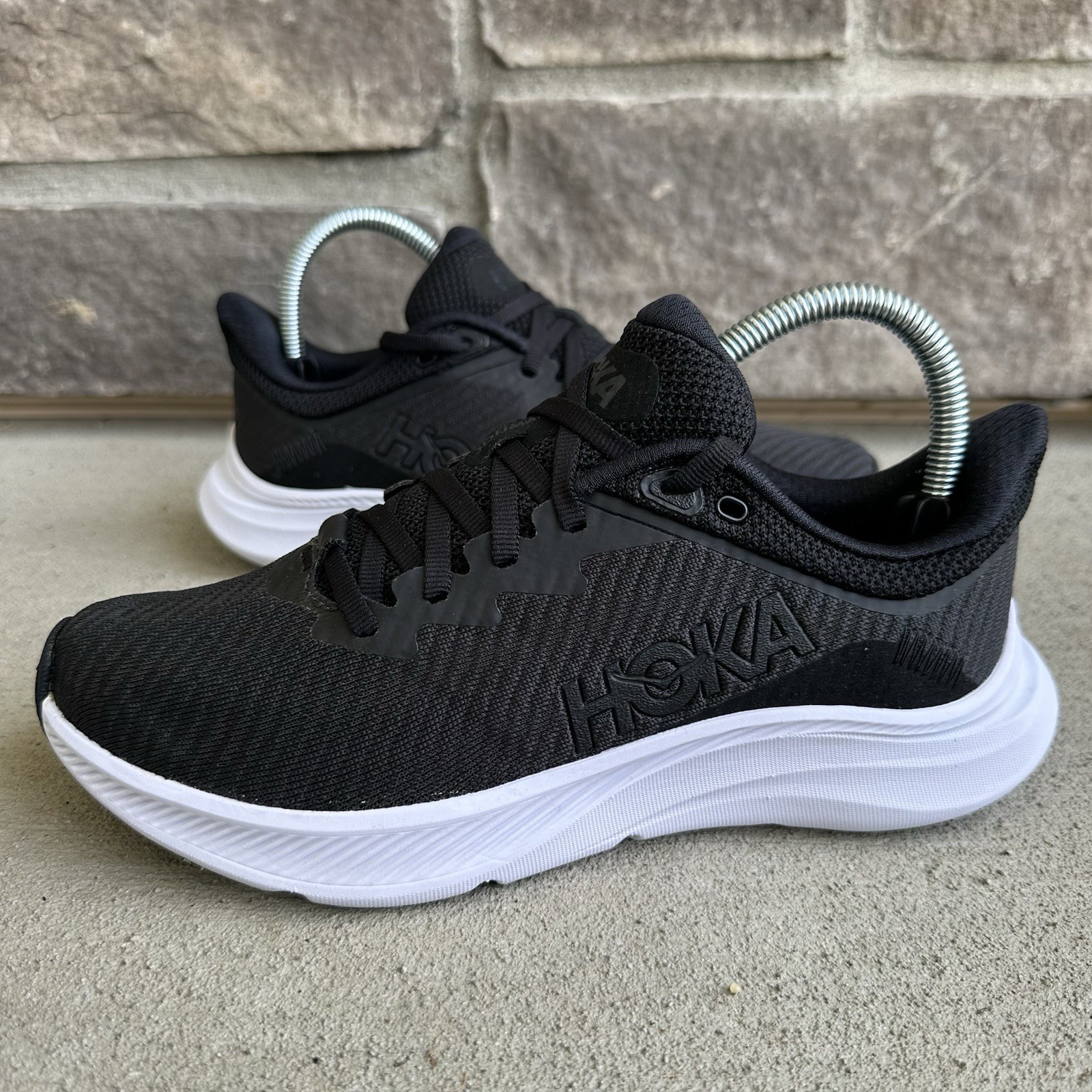 Womens 7 B – Hoka One One Solimar Black White Athletic Running Shoes Sneakers