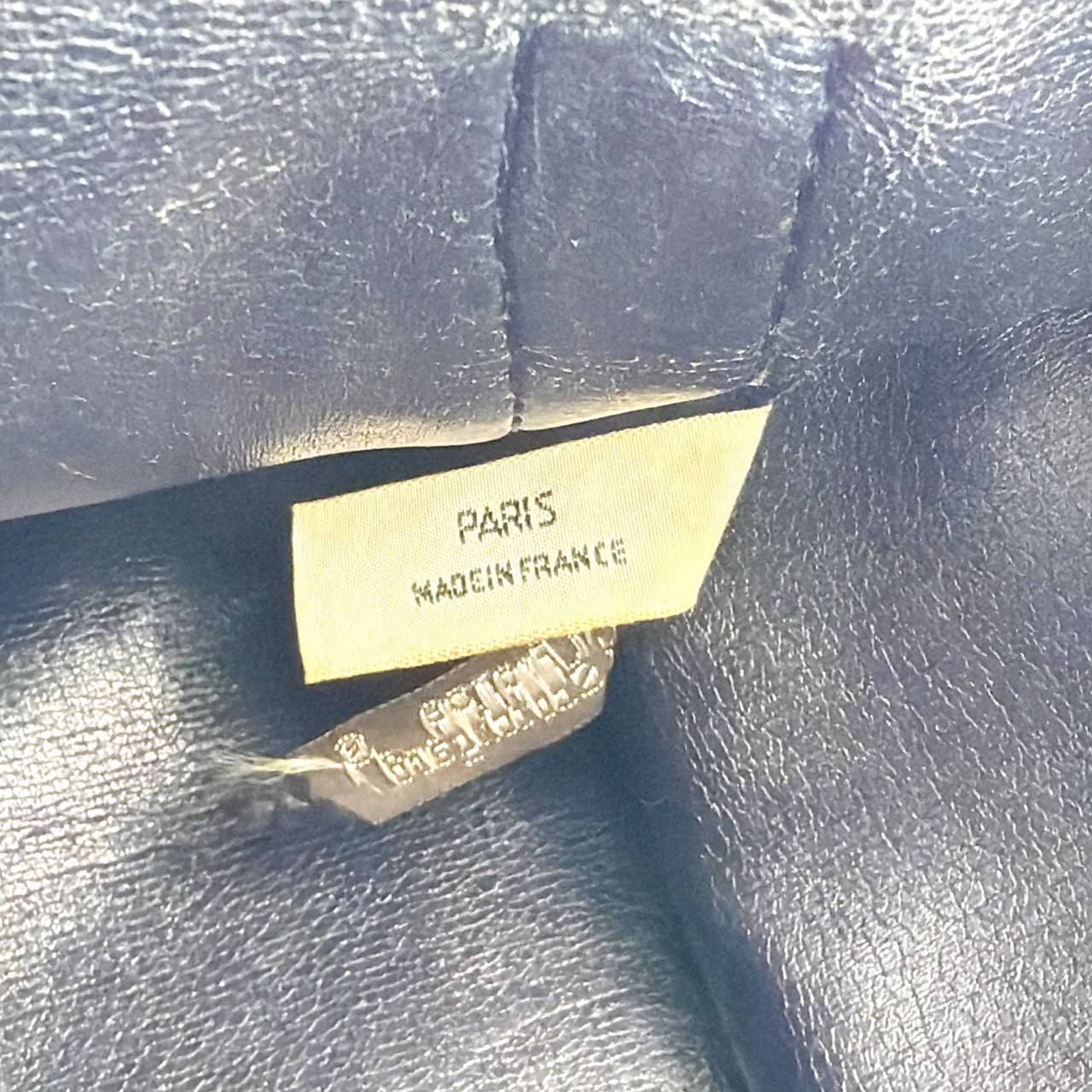 Auth Christian Dior Trotter Pattern Canvas Beige Navy Boston Bag 303Q1