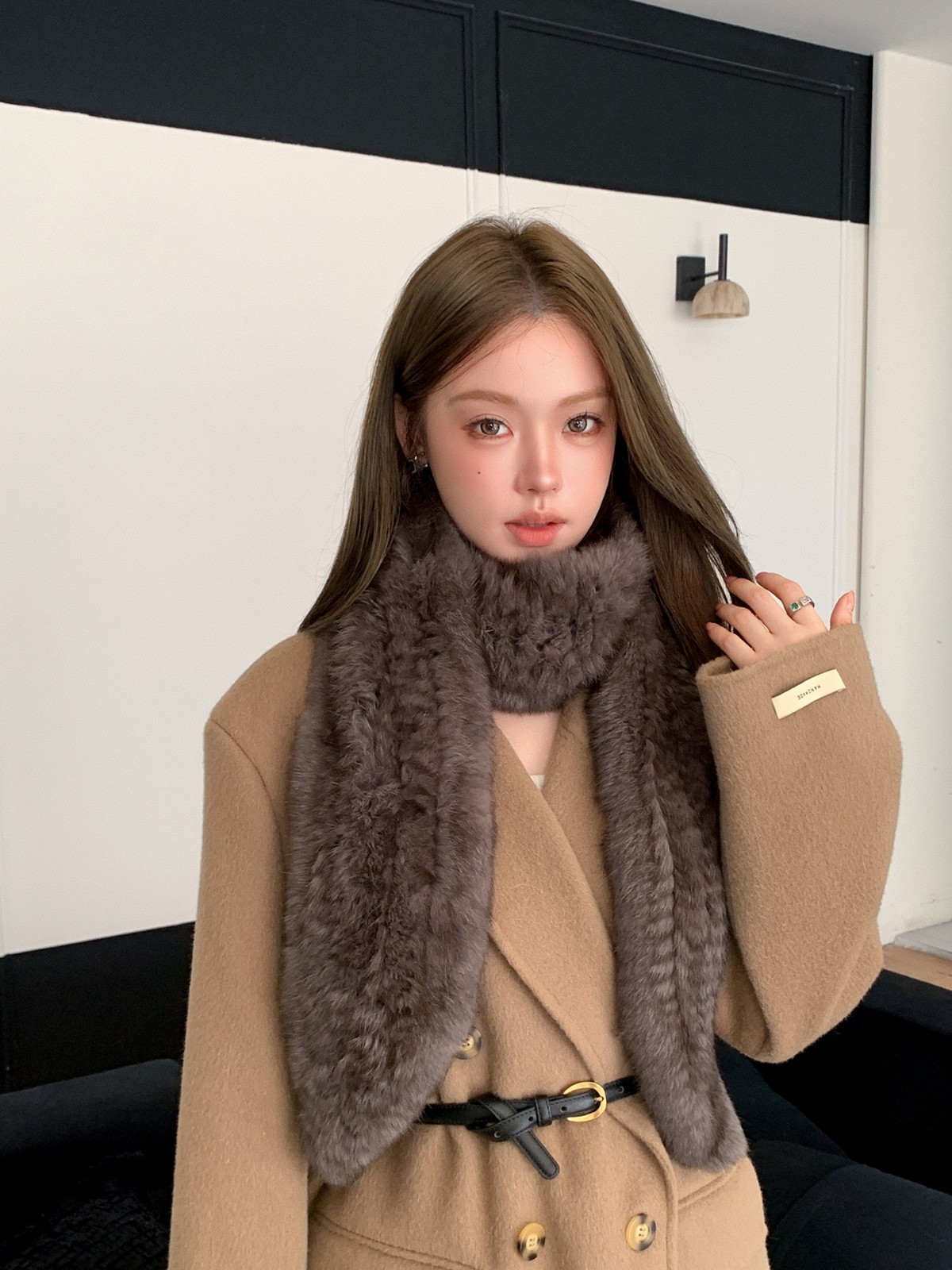 Women Real Rabbit Fur Scarf Warm Collar Long Shawl Neckerchief Wrap Neck Warmer
