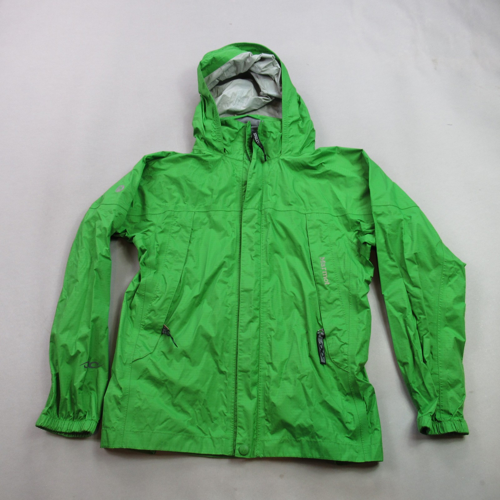 Marmot Men’s L/G Green Nylon Polyester Hooded Rain Jacket Windbreaker Shell Coat