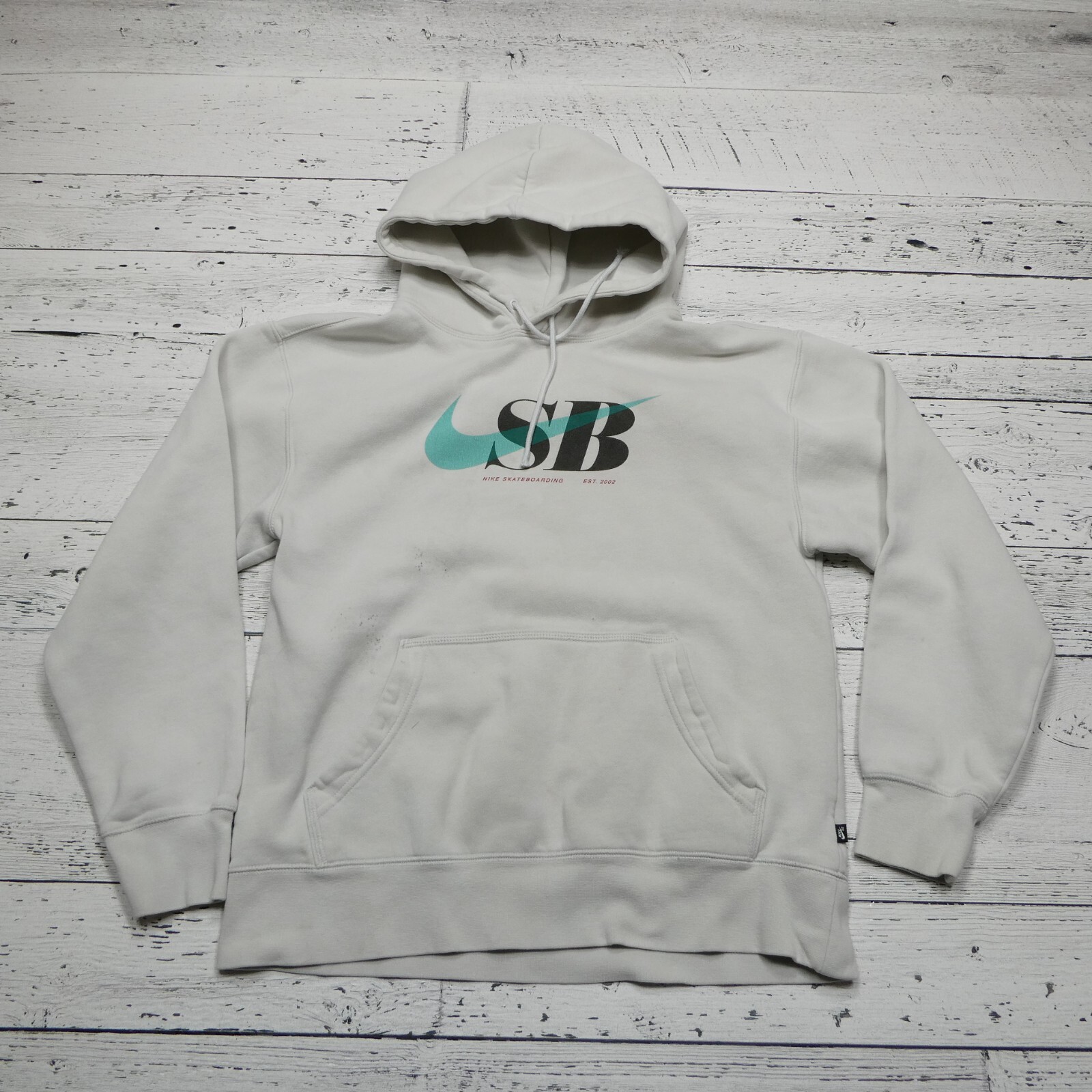 Nike SB Skateboarding Hoodie Adult Small Light Gray Hooded Sweatshirt Y2K Grunge