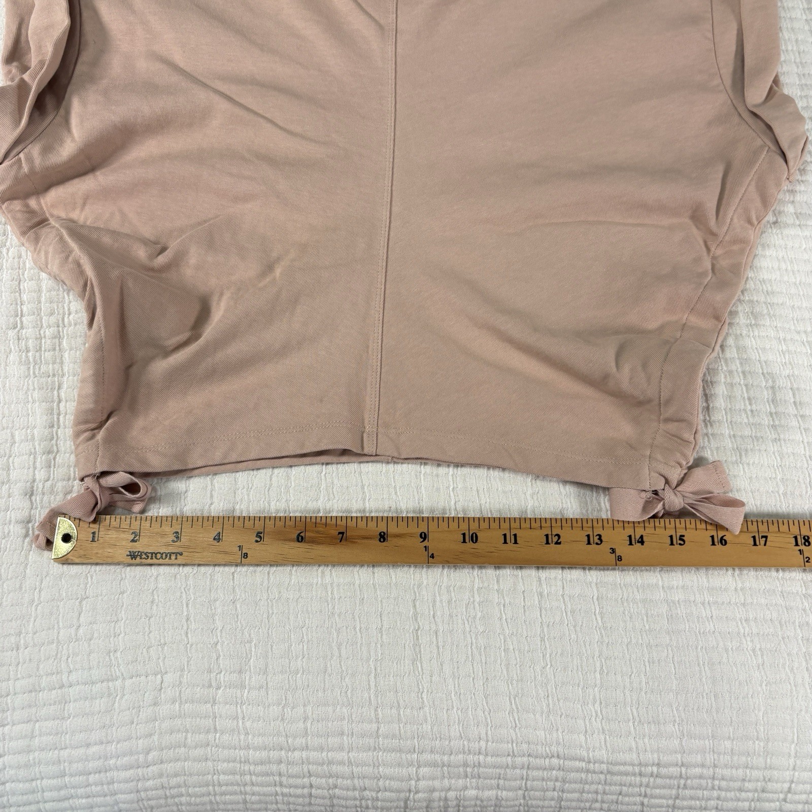 All Saints Shirt Womens Medium Beige Mira Tee Cropped Side Tie Ruched Neutral