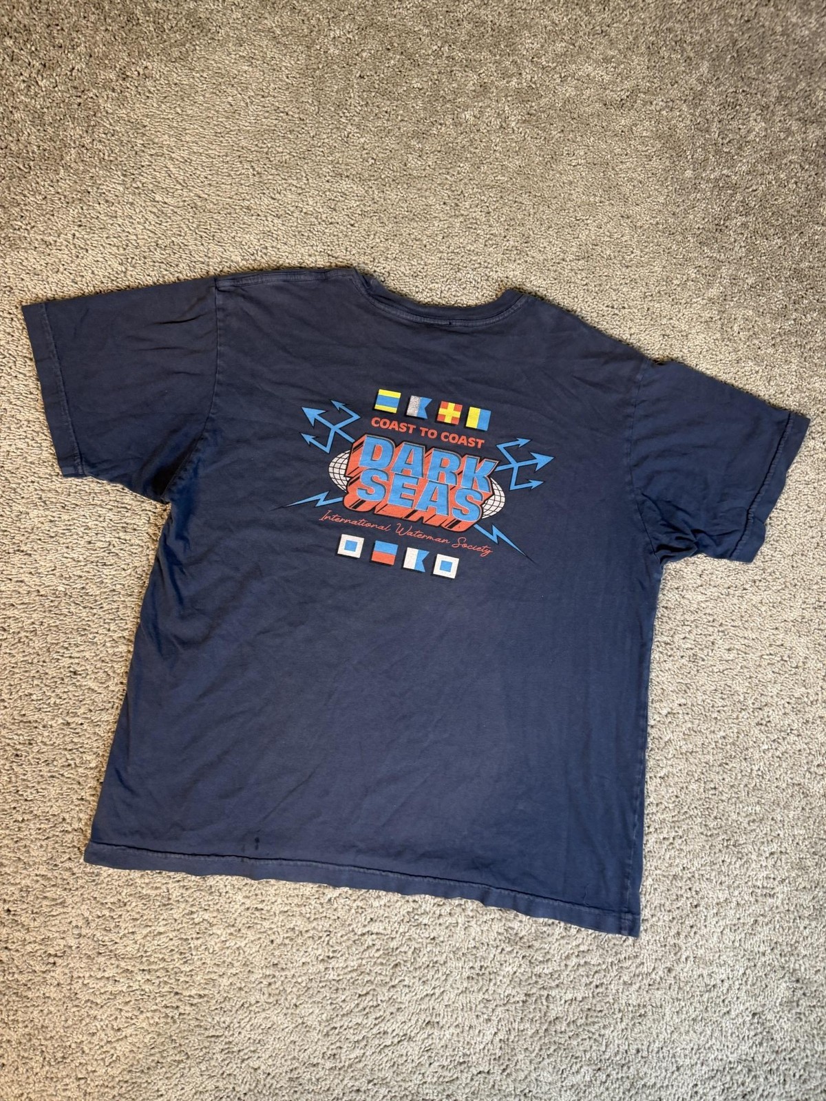 Dark Seas Division Shirt Mens L Blue Coast To Coast Graphic Crew Neck Cotton